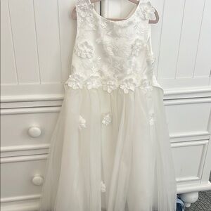 Elegant White Floral Kids Dress
